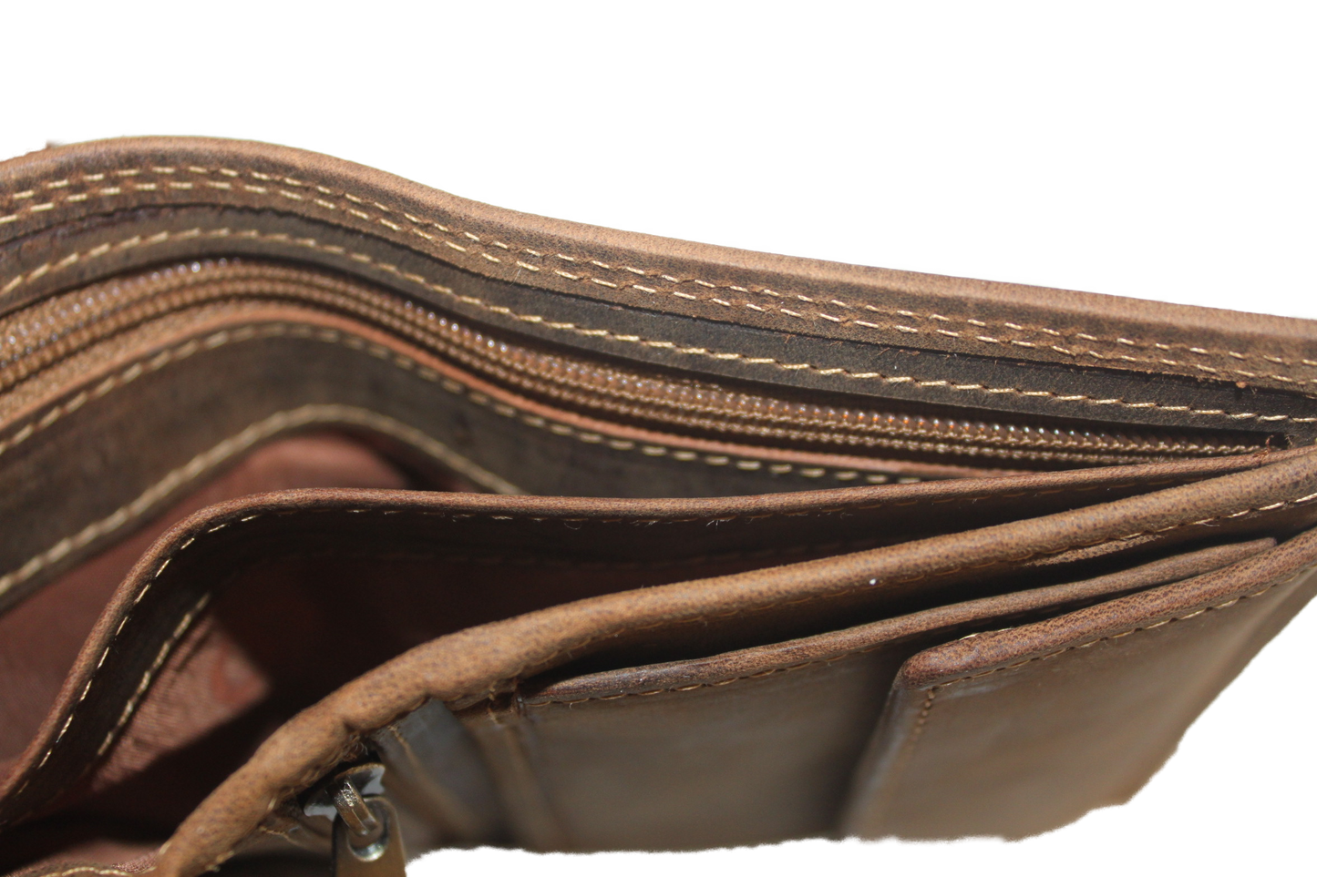 OI Billfold hoog leer / herenbeurs met biljetvak met rits / leder / anti skim / Hunter bruin 221H