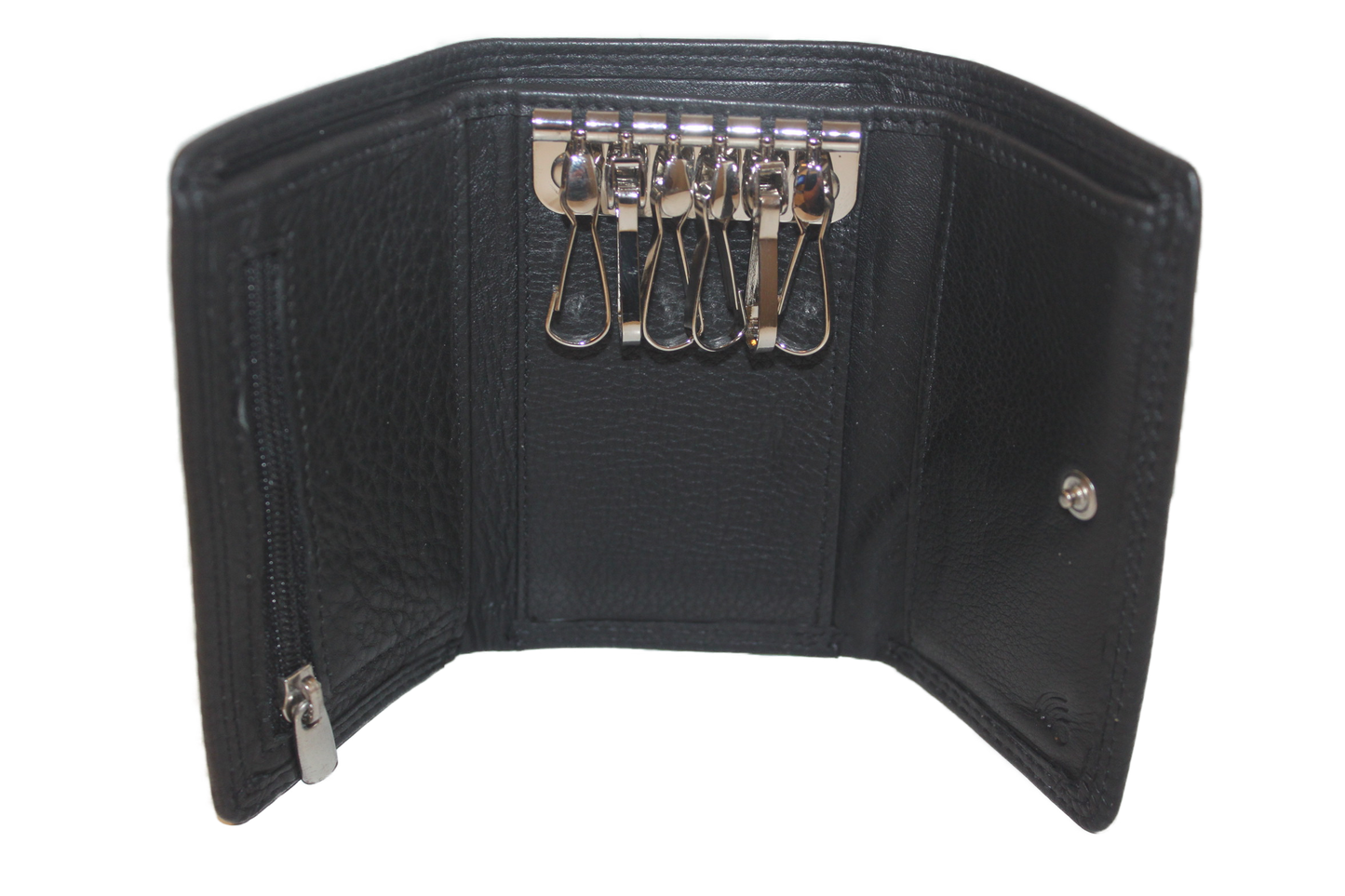 OI leren Sleutelbeursje / ouderwetse Sleuteletui met haakjes / ook voor biljetten en wat kleingeld / zwart leder / 237