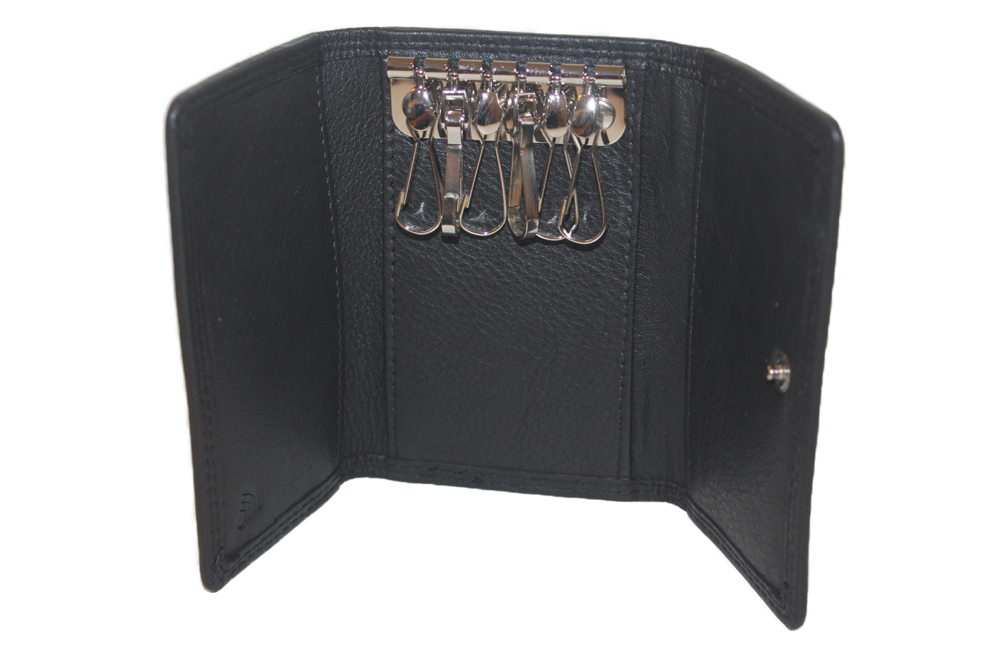 OI leren Sleutelbeursje / ouderwetse Sleuteletui met haakjes / origineel / zwart leder / 238