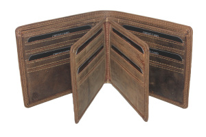 OI leren Creditcardhouder en biljetten / billfold voor veel pasjes, geen kleingeld / Anti skim / Hunter bruin 230H