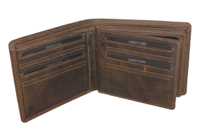 OI leren Creditcardhouder en biljetten / billfold voor veel pasjes, geen kleingeld / Anti skim / Hunter bruin 230H