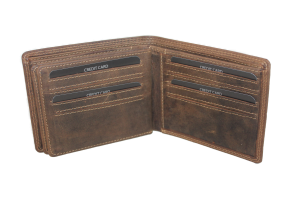 OI leren Creditcardhouder en biljetten / billfold voor veel pasjes, geen kleingeld / Anti skim / Hunter bruin 230H