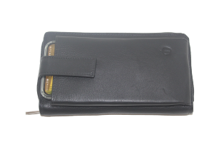 OI Luxe uitgebreide ritsportemonnee in zwart leder 304