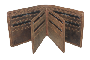 OI leren Creditcardhouder en biljetten / billfold voor veel pasjes, geen kleingeld / Anti skim / Hunter bruin 230H