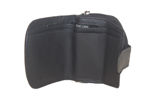 OI Dames portemonnee leer / klein halfrond beursje / zwart / RFID safe 273
