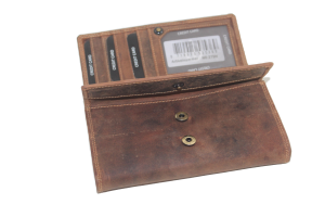 OI leren overslag portemonnee / Hunter bruine dames beurs met bak / RFID safe 279H