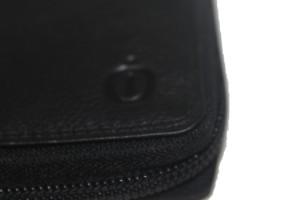 OI Kleine leren billfold hoog afsluitbaar / rits beursje / skim safe / zwart 274