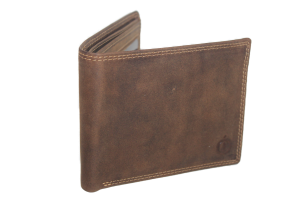 OI leren Billfold zonder kleingeld vak / extra dunne heren portemonnee van leer / skim veilig / Hun ter bruin 231H