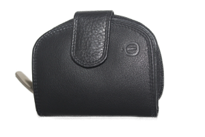 OI Dames portemonnee leer / klein halfrond beursje / zwart / RFID safe 273