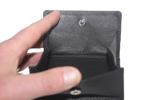 OI leren billfold met Wiener schachtel / portemonnee met vierkant munt vak / anti skim / zwart 271