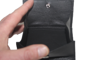 OI leren billfold met Wiener schachtel / portemonnee met vierkant munt vak / anti skim / zwart 271