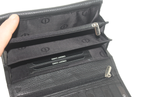 OI leren overslag portemonnee / Dames beurs met bak / RFID safe / zwart 279