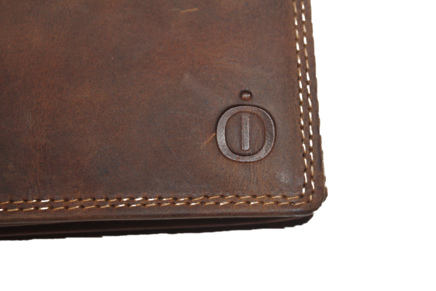 OI eren billfold / portemonnee laag model leer / anti skim / Hunter bruin 102H