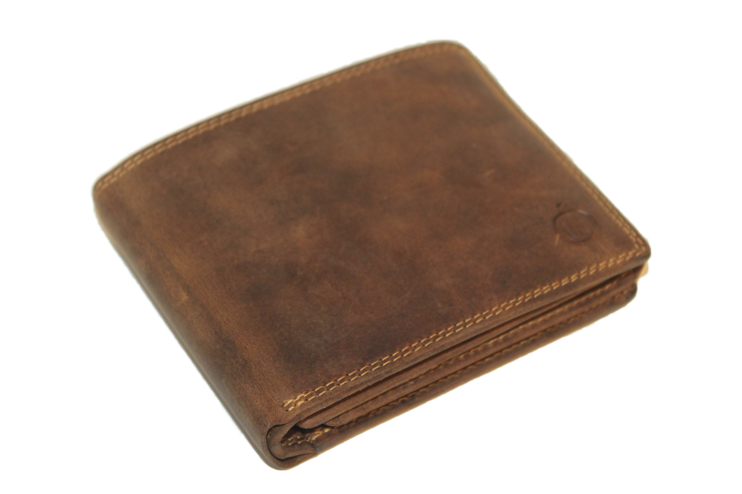 OI eren billfold / portemonnee laag model leer / anti skim / Hunter bruin 102H