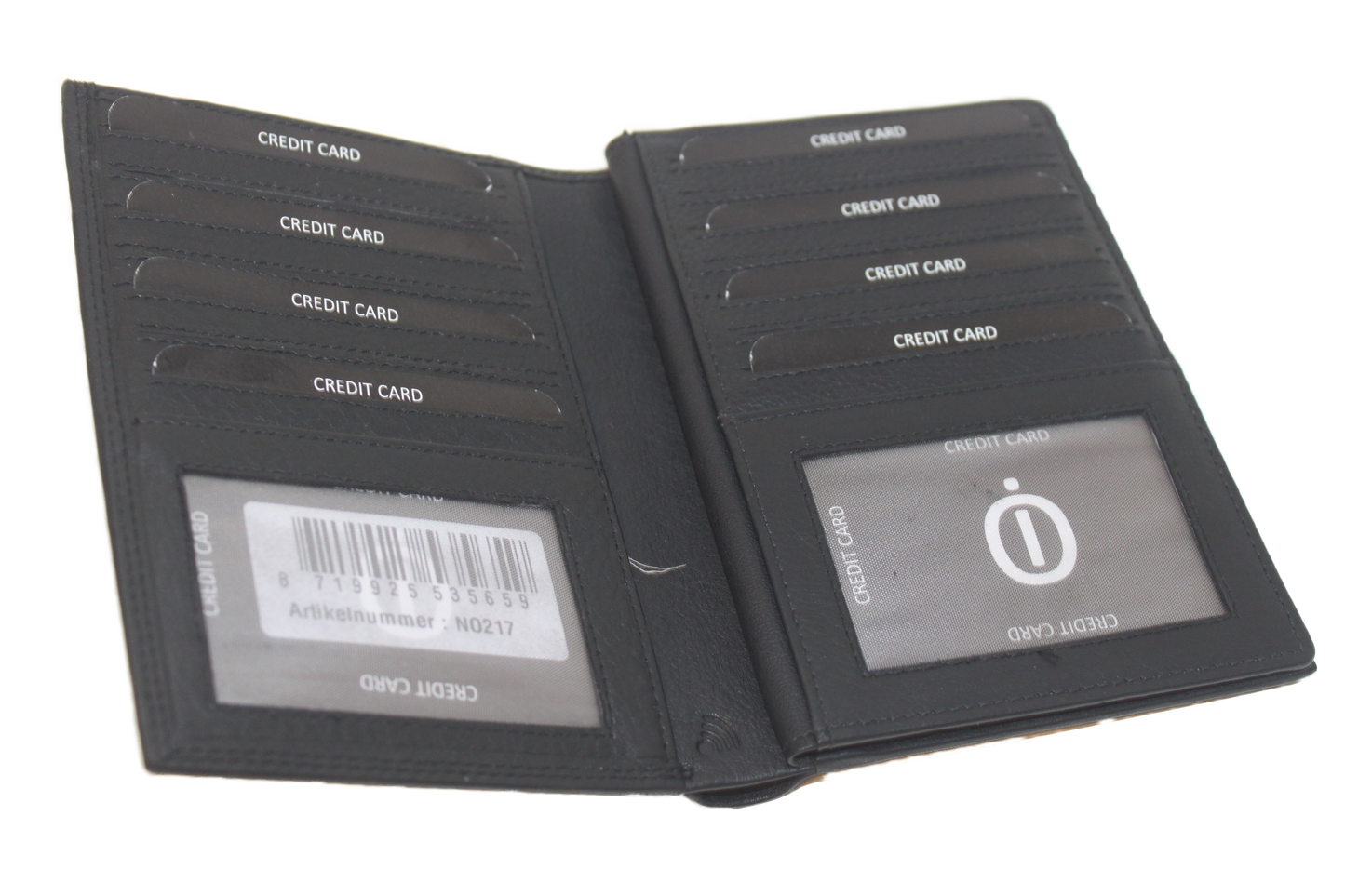 Ruime OI portefeuille / mapje speciaal voor zeer veel creditcards / skim veilig / zwart/ leder 217