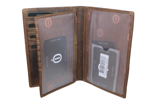 OI leren Portefeuille / zeer uitgebreid mapje voor autopieren/ paspoort en creditcards / RFID safe / Hunter bruin 236H