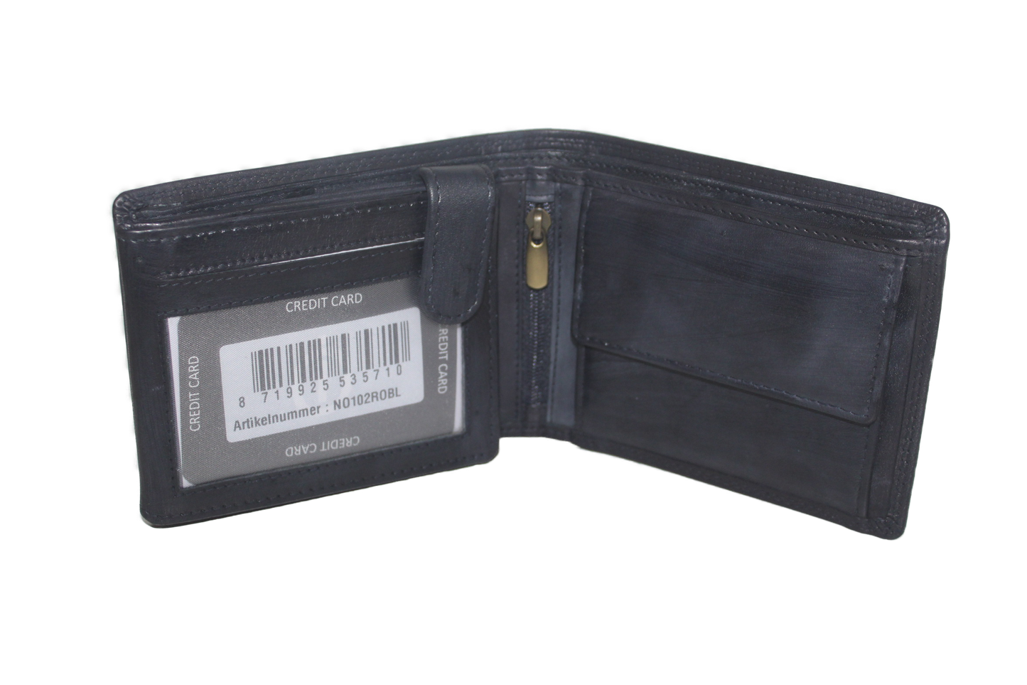 OI heren billfold / portemonnee laag model leer / anti skim / donker blauw 102ROBL