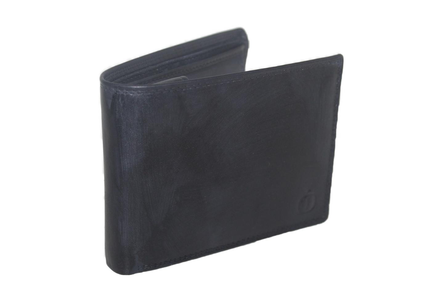 OI heren billfold / portemonnee laag model leer / anti skim / donker blauw 102ROBL