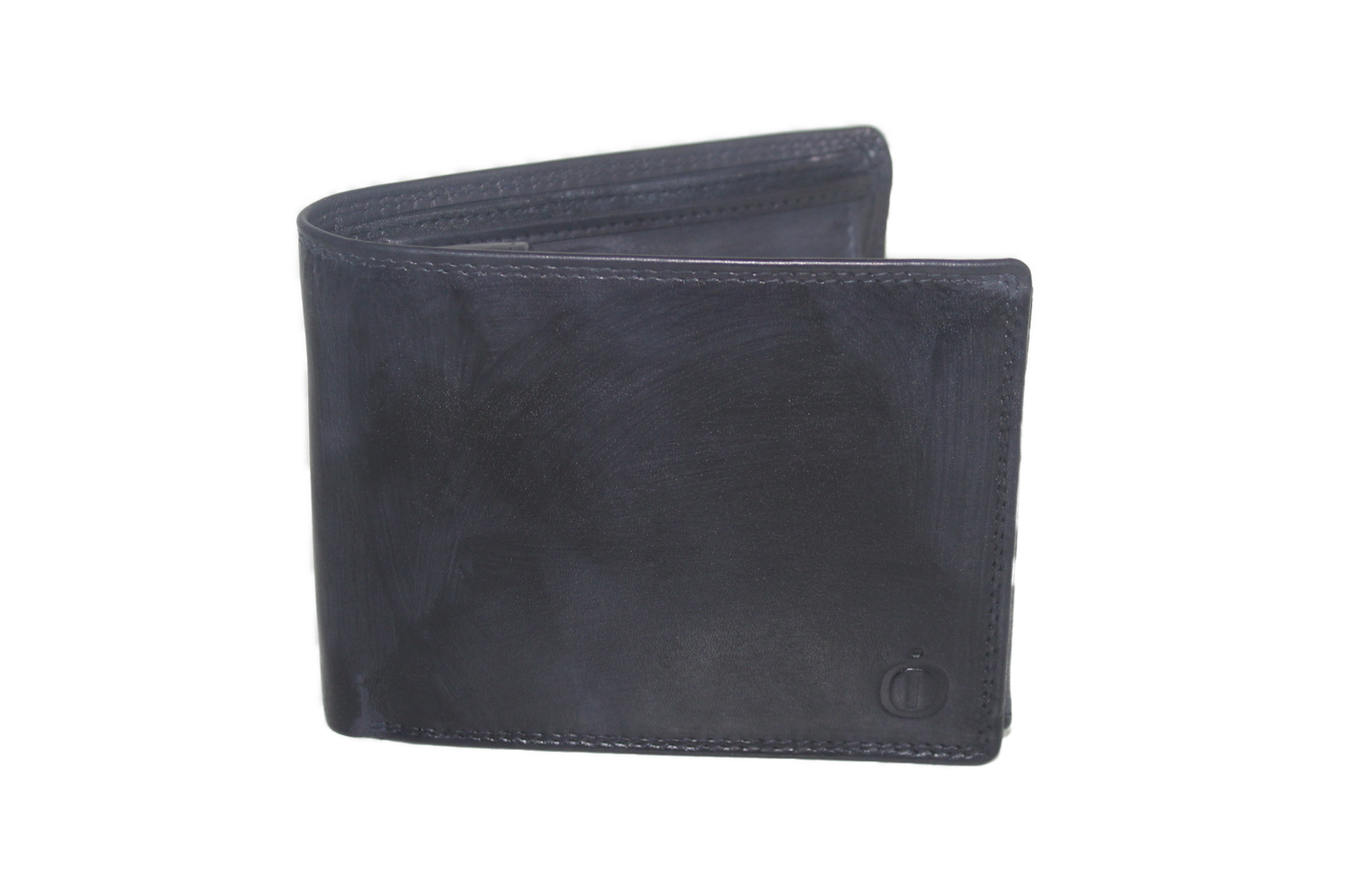 OI heren billfold / portemonnee laag model leer / anti skim / donker blauw 102ROBL