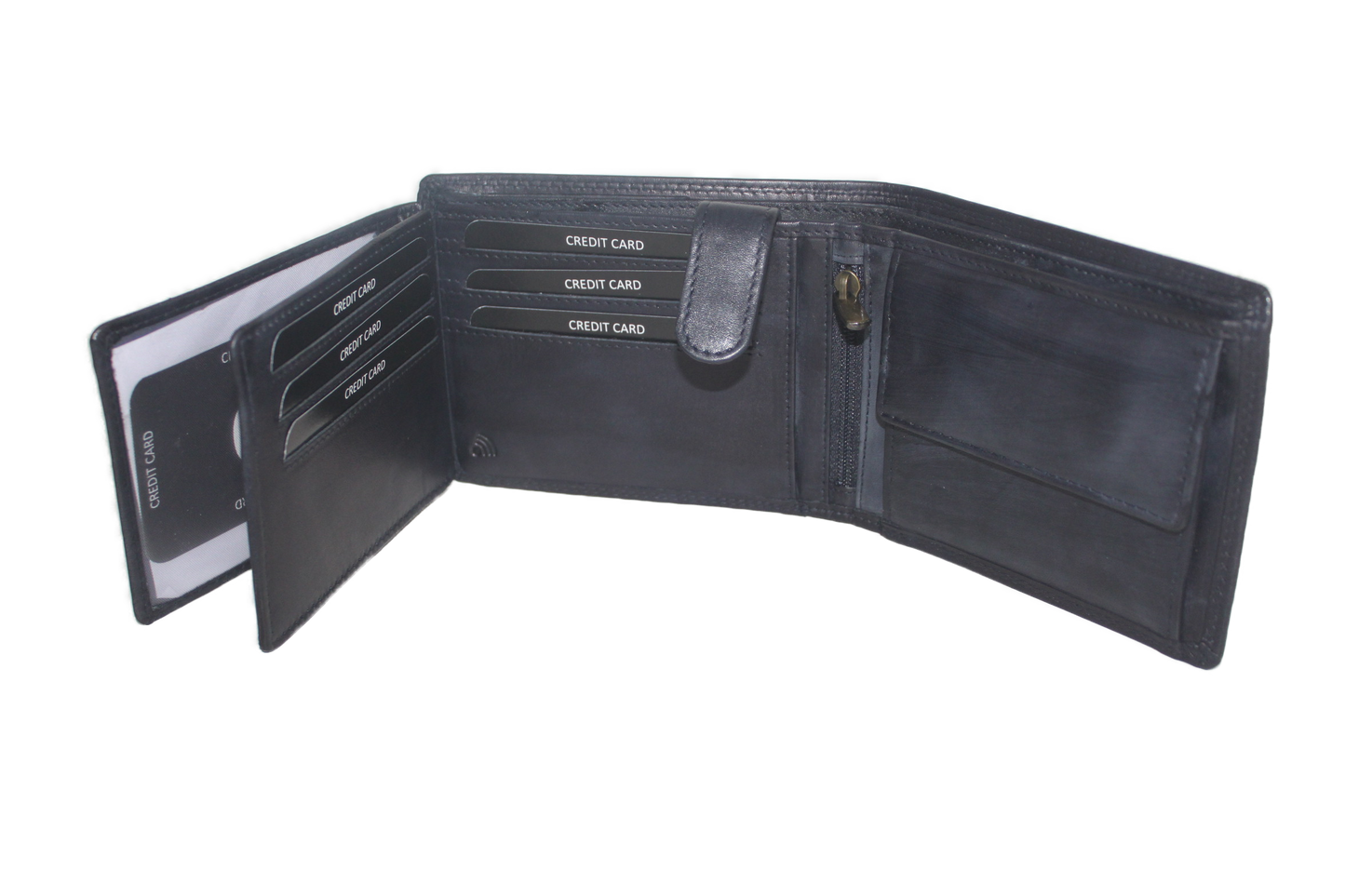 OI heren billfold / portemonnee laag model leer / anti skim / donker blauw 102ROBL