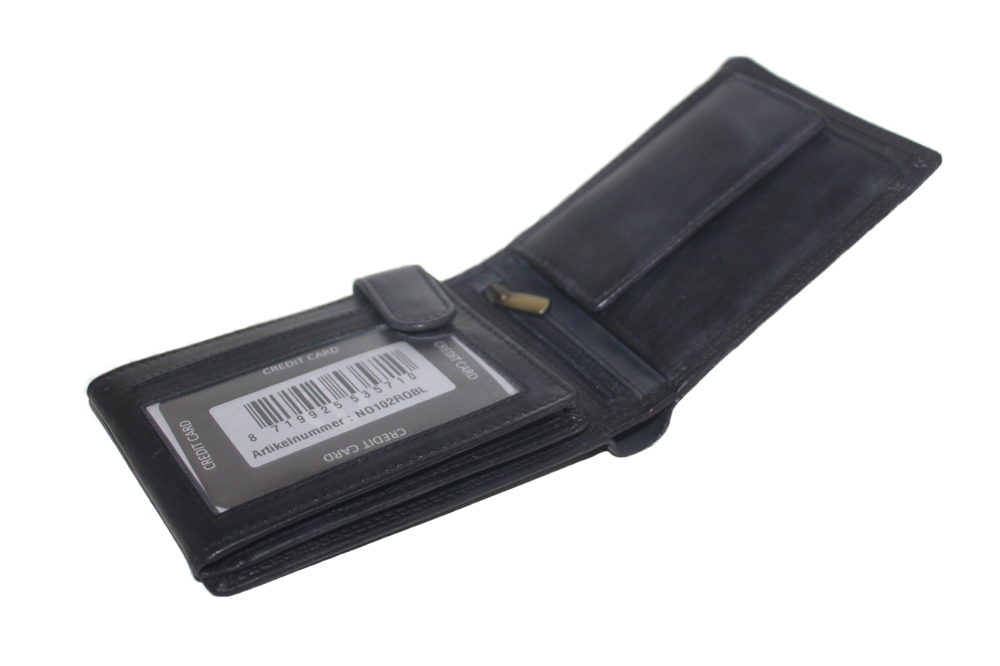 OI heren billfold / portemonnee laag model leer / anti skim / donker blauw 102ROBL