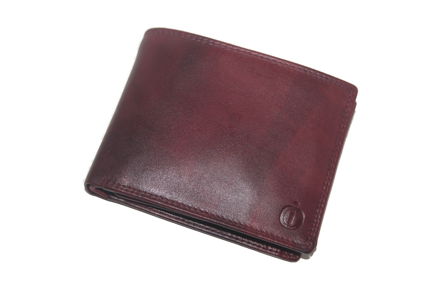 OI heren billfold / portemonnee laag model leer / anti skim / rood / bordeaux 102ROBR