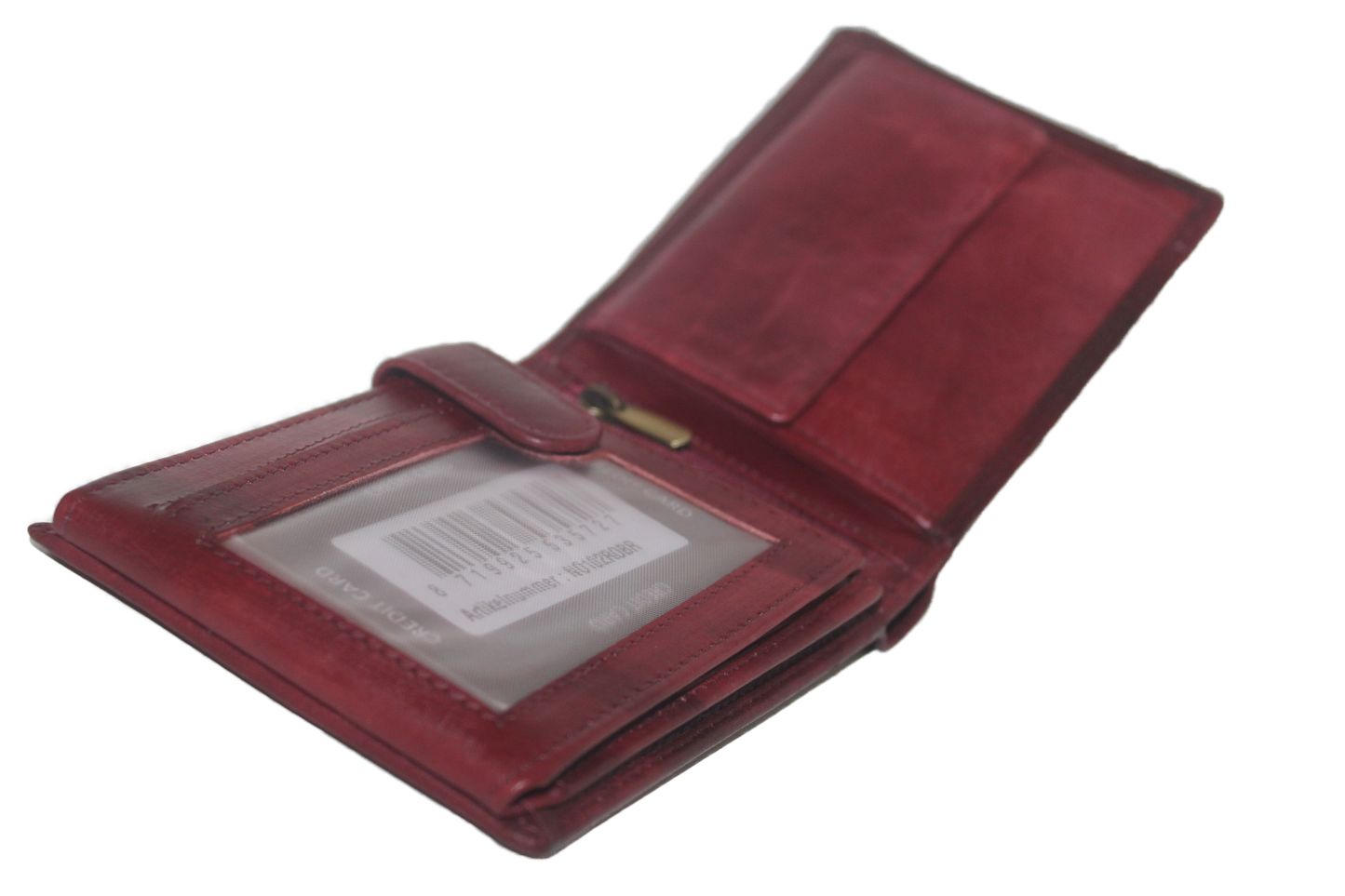 OI heren billfold / portemonnee laag model leer / anti skim / rood / bordeaux 102ROBR