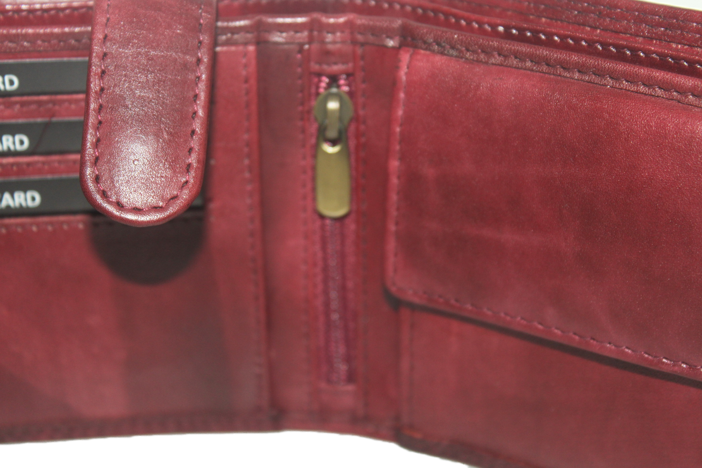 OI heren billfold / portemonnee laag model leer / anti skim / rood / bordeaux 102ROBR