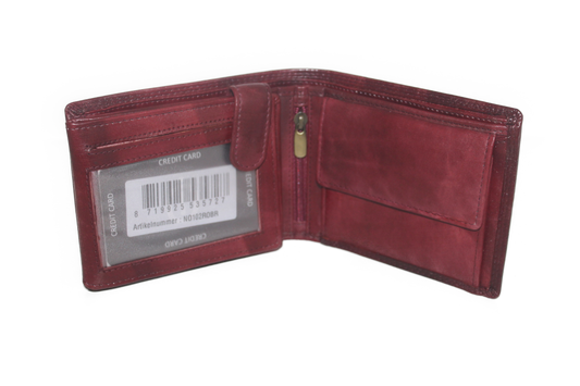 OI heren billfold / portemonnee laag model leer / anti skim / rood / bordeaux 102ROBR