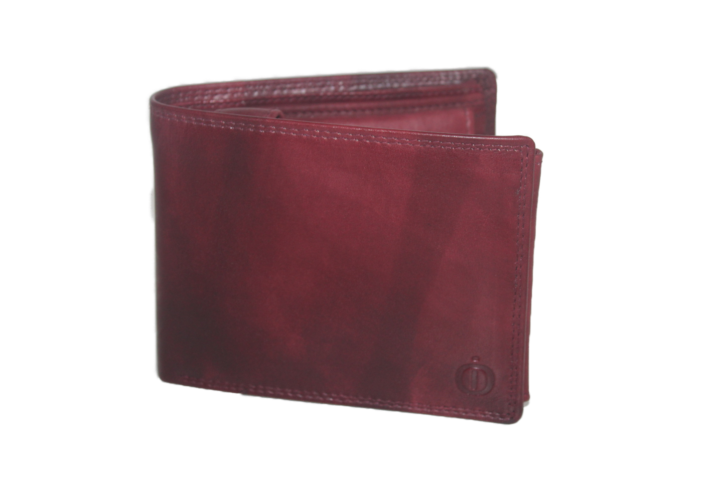 OI heren billfold / portemonnee laag model leer / anti skim / rood / bordeaux 102ROBR