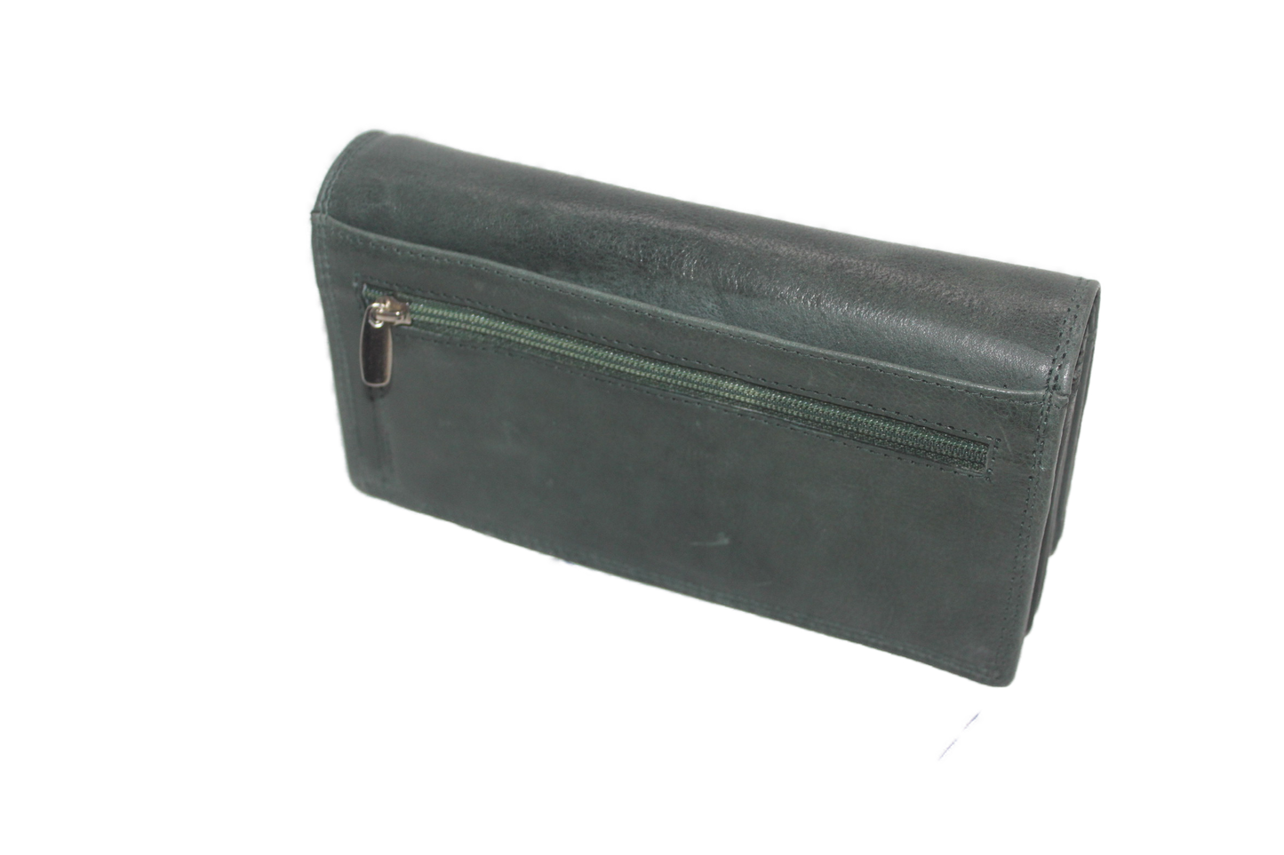 OI leren dames portemonnee met soufflé/ groene harmonicabeurs extra groot xxl / huishoudportemonnee 249VI Green