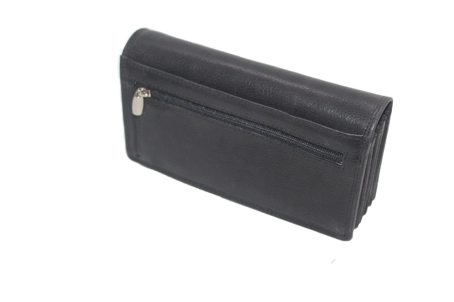 OI zwart leren dames portemonnee met soufflé/ harmonicabeurs extra groot xxl / huishoudportemonnee / zwart 249VI black
