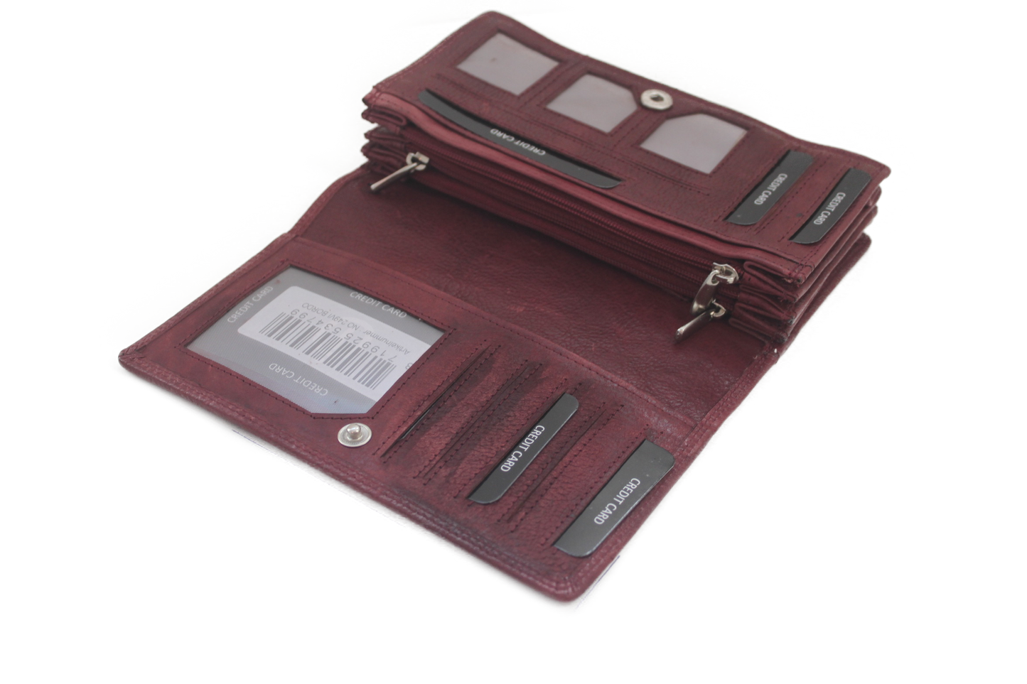 OI leren dames portemonnee met soufflé/ RFID safe / bordeaux rode harmonicabeurs extra groot xxl / huishoudportemonnee 249VI Bordeaux