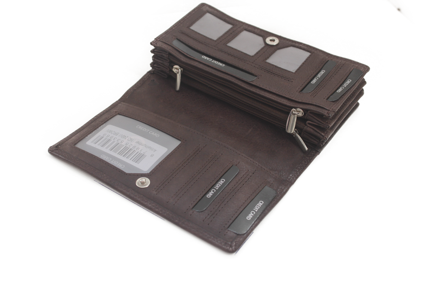 OI bruine dames portemonnee met soufflé/ harmonicabeurs extra groot xxl / huishoudportemonnee 249VI Brown
