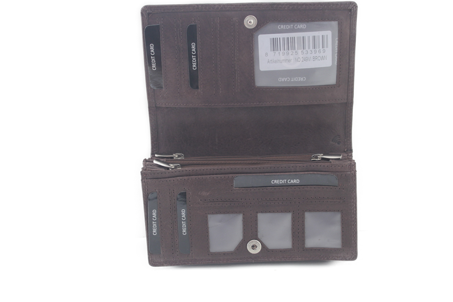 OI bruine dames portemonnee met soufflé/ harmonicabeurs extra groot xxl / huishoudportemonnee 249VI Brown