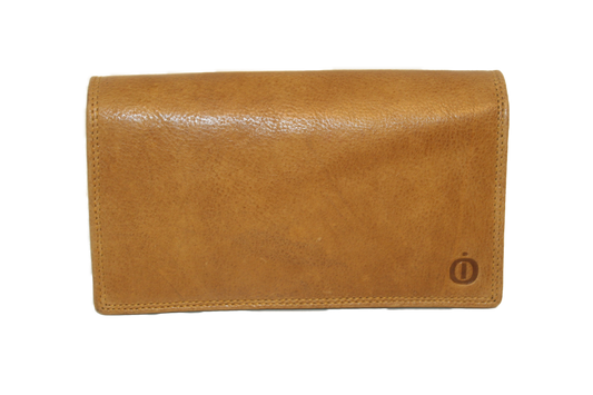 OI leren dames portemonnee met soufflé/ harmonicabeurs geel extra groot / anti skim 249VI Yellow