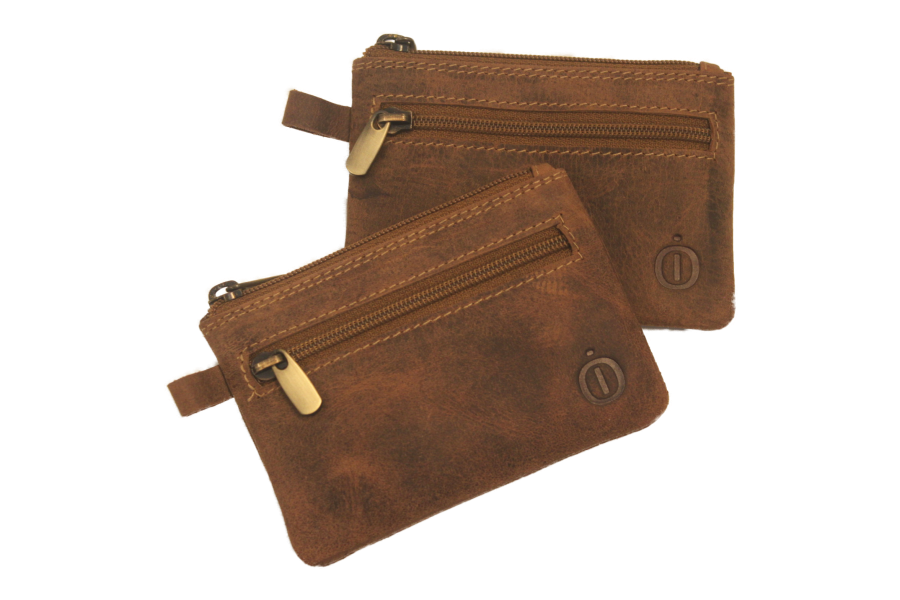 OI leren Sleutelbeursje / Hunter bruin sleutel etuitje origineel / klein portemonneetje / Hunter bruin 282H