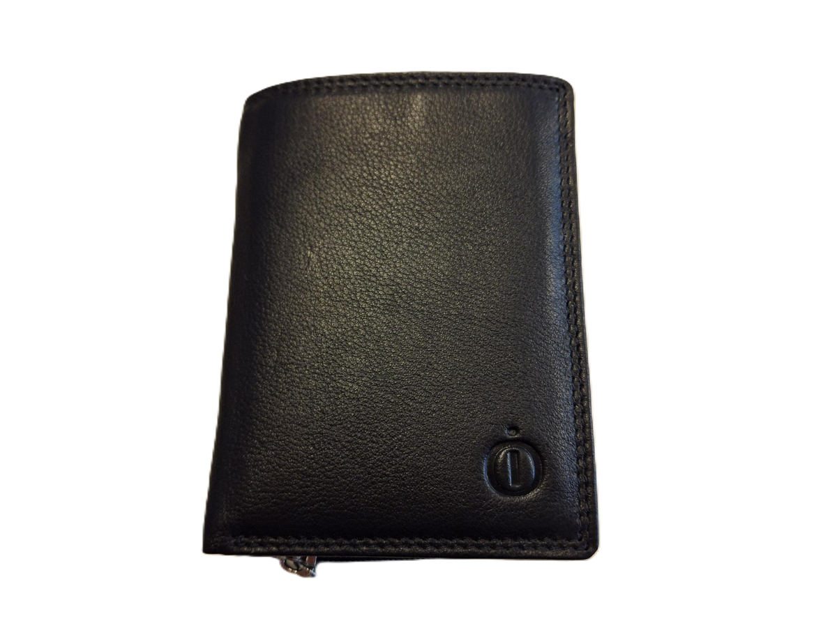 Oi zwarte leren rits portemonneetje los te koppelen uit billfold portemonnee / 2- delige portemonnee / uitneembaar rits beursje / deelbare portemonnee met ruimte voor 8 pasjes / RFID safe / zwart leer / 580