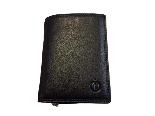 Oi zwarte leren rits portemonneetje los te koppelen uit billfold portemonnee / 2- delige portemonnee / uitneembaar rits beursje / deelbare portemonnee met ruimte voor 8 pasjes / RFID safe / zwart leer / 580