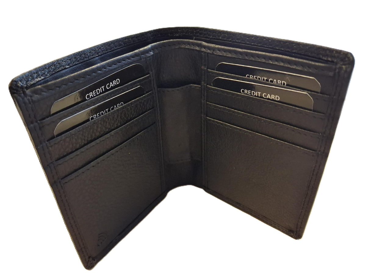 Oi zwarte leren rits portemonneetje los te koppelen uit billfold portemonnee / 2- delige portemonnee / uitneembaar rits beursje / deelbare portemonnee met ruimte voor 8 pasjes / RFID safe / zwart leer / 580