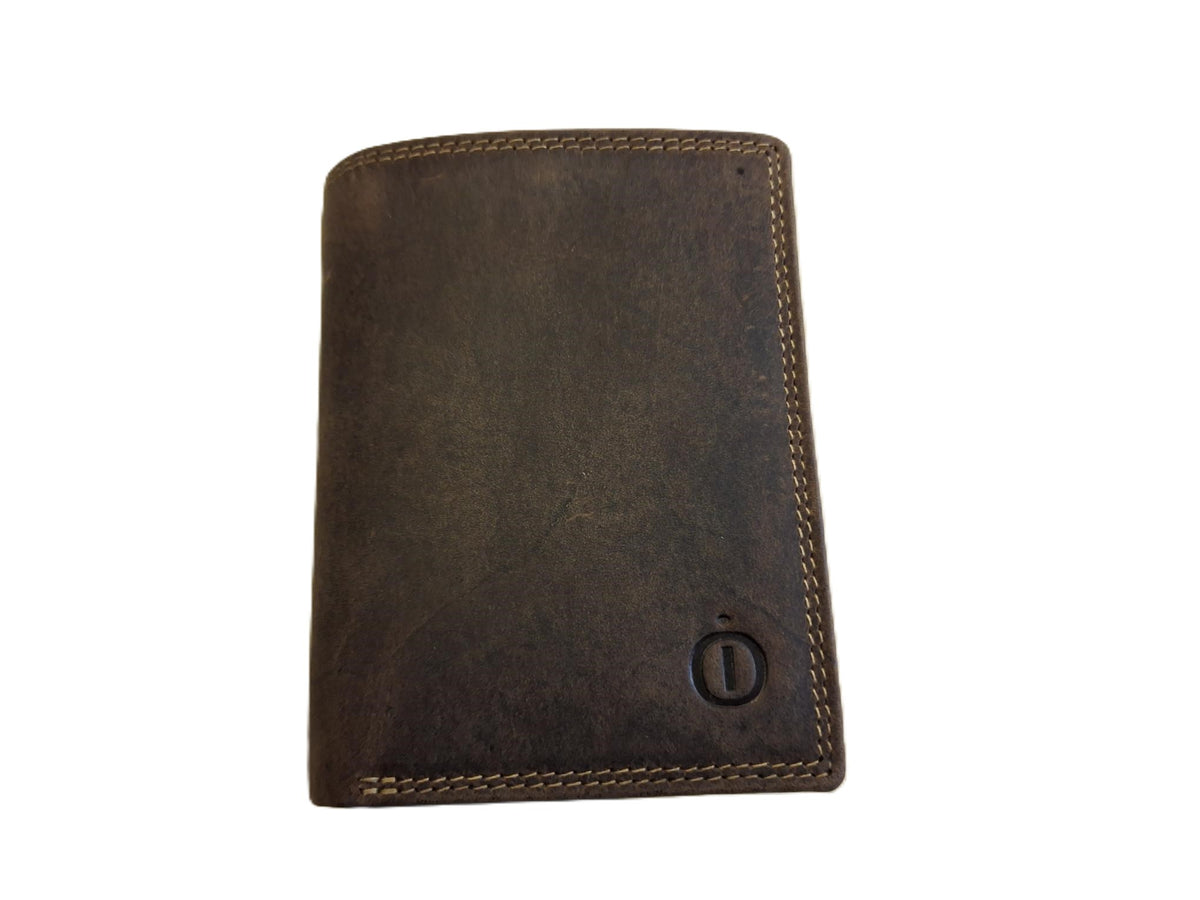 Oi Hunter bruine leren rits portemonneetje los te koppelen uit billfold portemonnee / 2- delige portemonnee / uitneembaar rits beursje / deelbare portemonnee met ruimte voor 8 pasjes / RFID safe / bruin leer / 580H