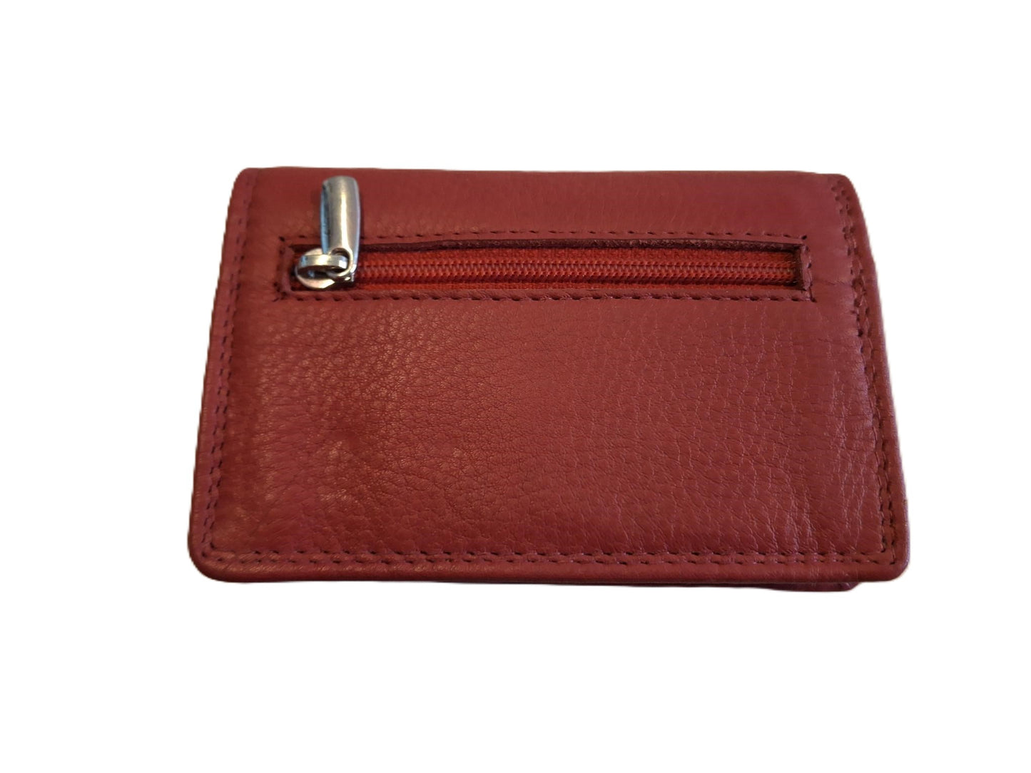 Klein model beursje 1 vak sluit met een drukker een rits op de achterzijde 639R Rood