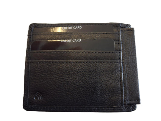 Oi zwart lederen Creditcardmapje / zeer platte leren pasjeshouder met uitneembaar hoesje / Belgisch identiteitsmapje / RFID safe / zwart leer / 650