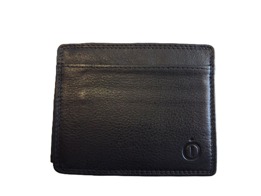 Oi zwart lederen Creditcardmapje / zeer platte leren pasjeshouder met uitneembaar hoesje / Belgisch identiteitsmapje / RFID safe / zwart leer / 650