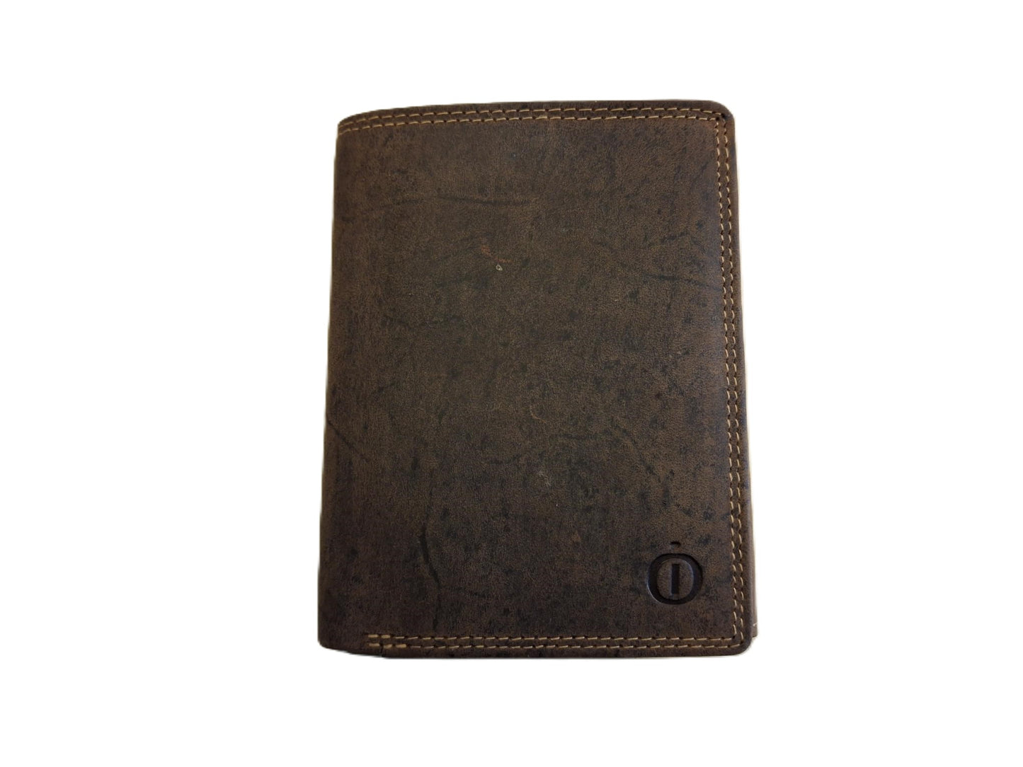 OI Hunter bruine lederen heren portemonnee met rits voor kleingeld / bruine leren billfold hoog model met ritsvak voor munten / beurs voor veel pasjes / RFID SAFE / bruin leer / 104AH