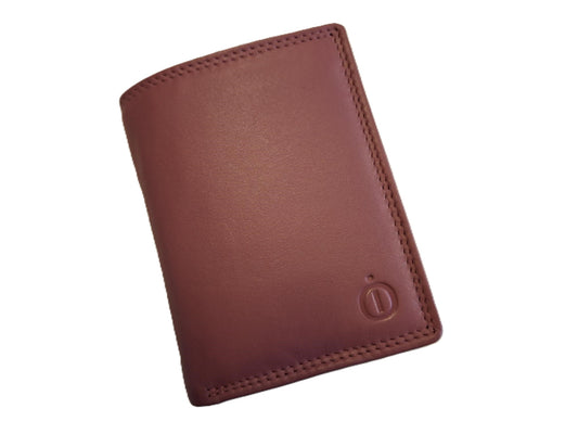 OI oud roze leren billfold met cardprotector / normale portemonnee met Figuretta pasjeshouder / complete portemonnee met anti skim kastje / leren beurs met metalen pasjeshouder / antiek rose leer / 115DAM