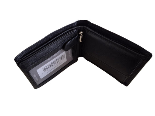 Oi zwarte leren heren Billfold laag model voor veel pasjes / heren portemonnee met dubbel bakje voor kleingeld / herenbeurs met twee vakjes voor muntgeld en 13 creditcards / RFID SAFE / zwart leer / 223