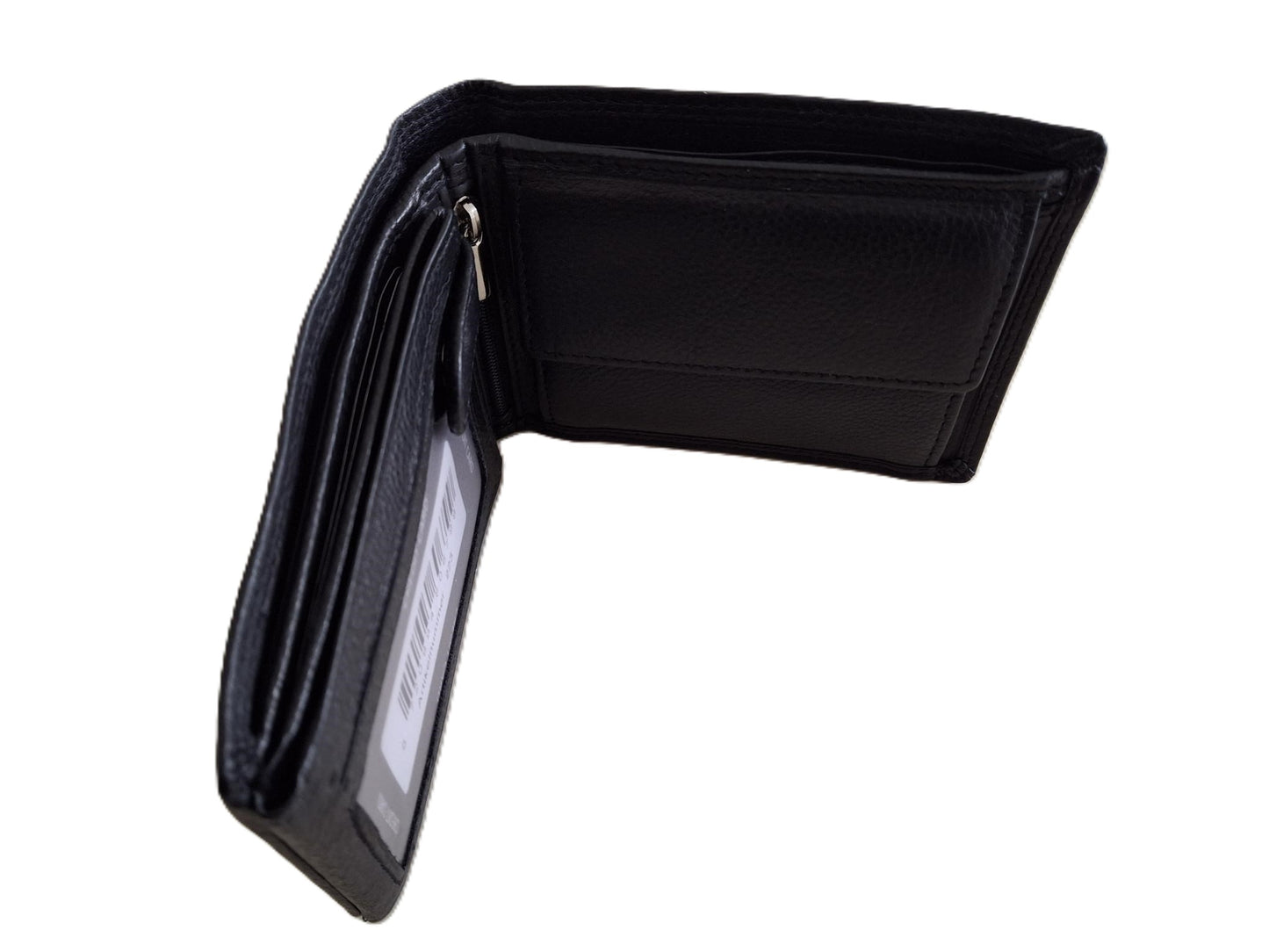 Oi zwarte leren heren Billfold laag model voor veel pasjes / heren portemonnee met dubbel bakje voor kleingeld / herenbeurs met twee vakjes voor muntgeld en 13 creditcards / RFID SAFE / zwart leer / 223