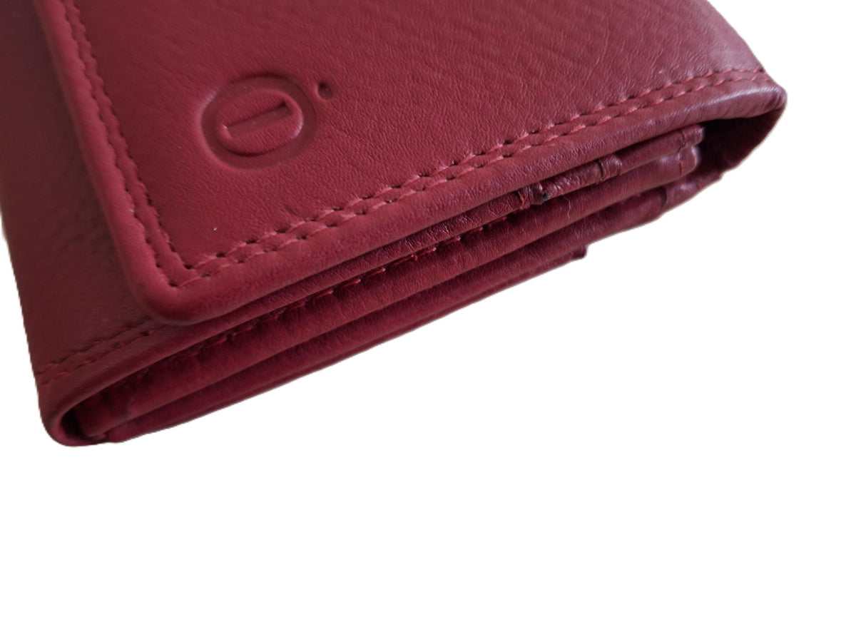 OI rode leren dames portemonnee met klep / platte huishoudbeurs / lange envelopportemonnee afsluitbaar / RFID protected / rood leer / 118R