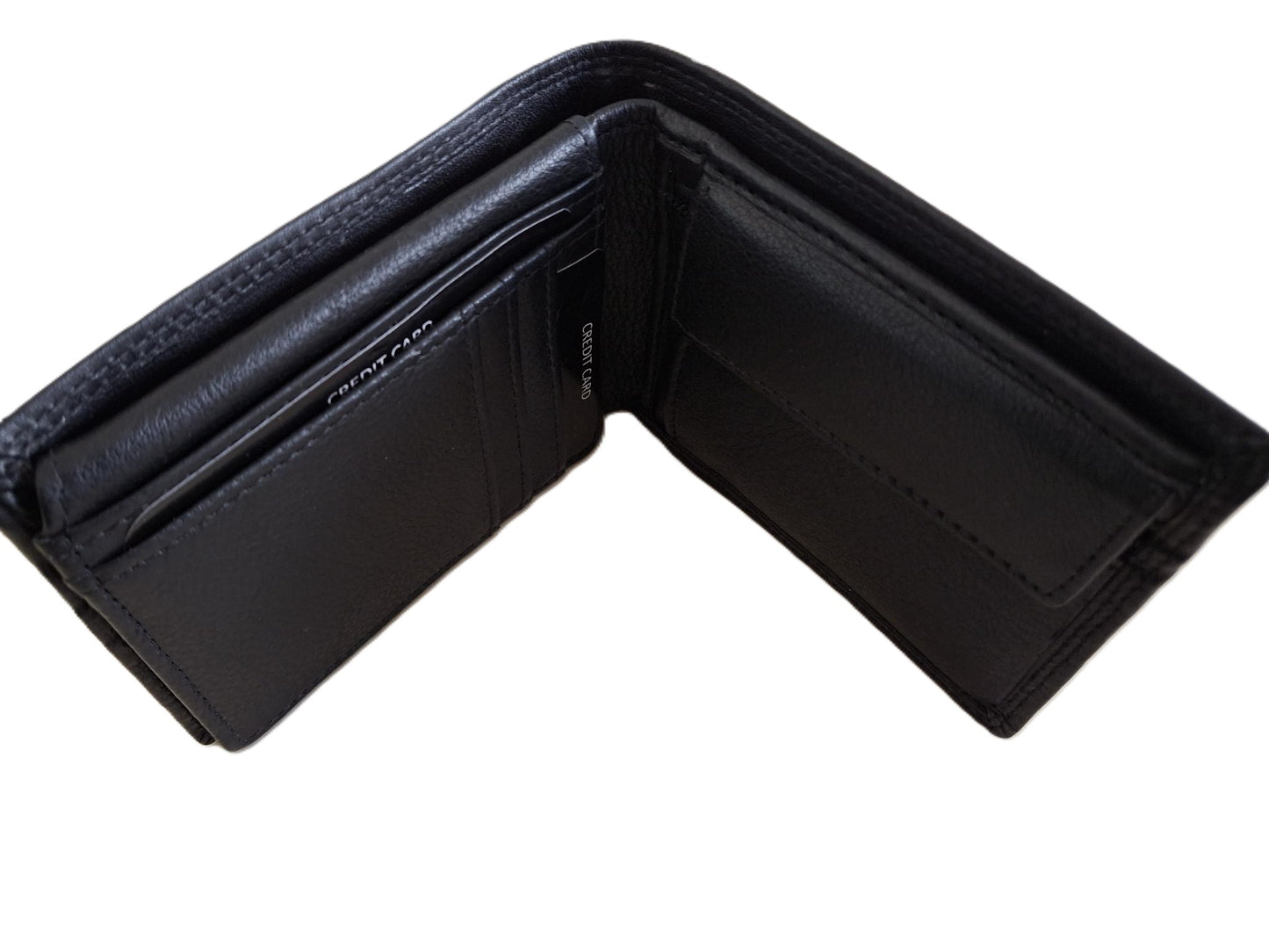 Oi zwarte leren herenportemonneetje met ritsvak voor kleingeld / kleine platte billfold met rits voor munten / compact beursje voor 9 pasjes / RFID safe / zwart leer / 621